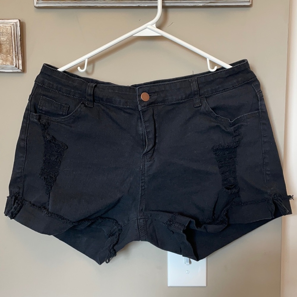black denim shorts